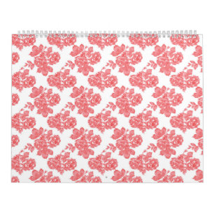 Calendario un patrón de flores rojas y blancas en un grupo tr