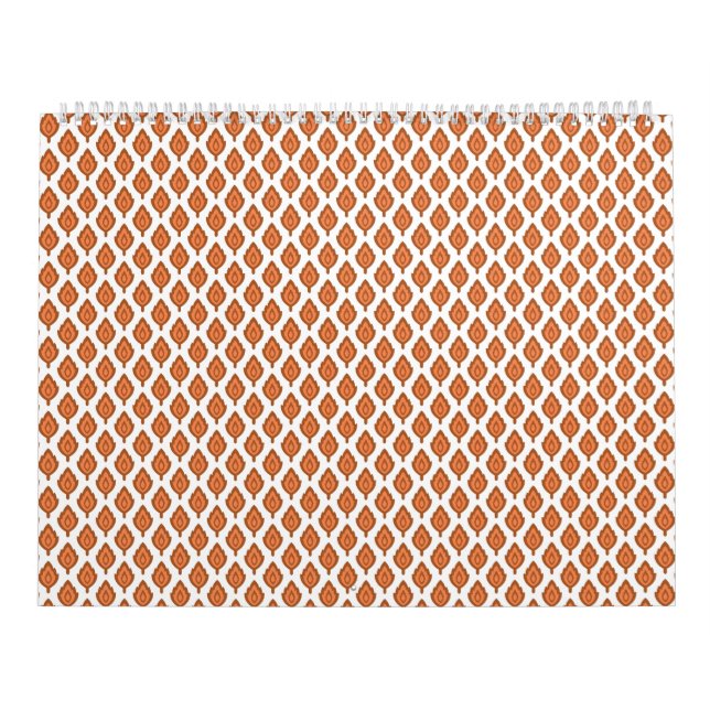Calendario un patrón geométrico en blanco y naranja (Tapa)