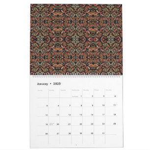 Calendario un patrón muy ornamentado con muchos colores difer