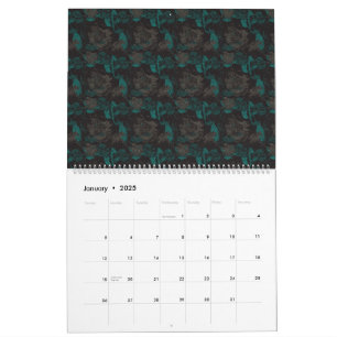 Calendario un patrón negro y verde con fondo negro