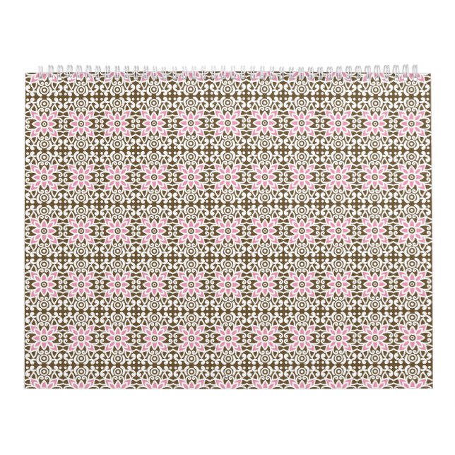 Calendario un patrón rosa y marrón sobre un fondo blanco (Tapa)
