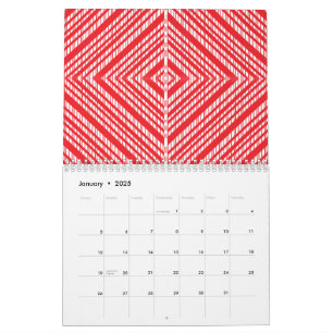 Calendario Un patrón simétrico con rojo, naranja y p