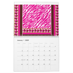 Calendario Un suave motivo de flor rosa y blanca elegante