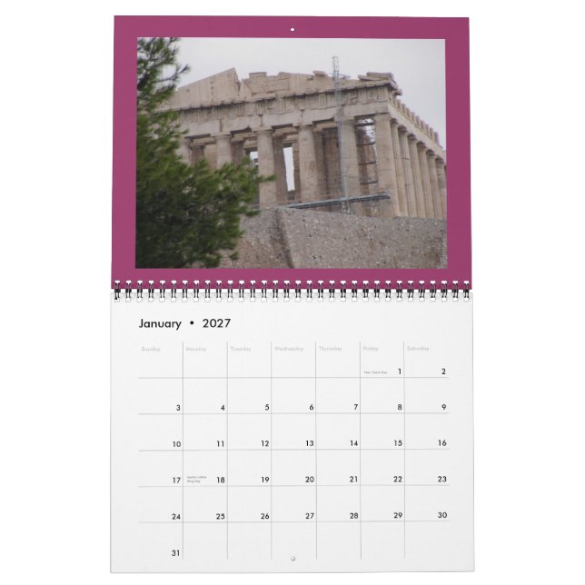 Calendario Un tacto de Grecia (Jan 2027)