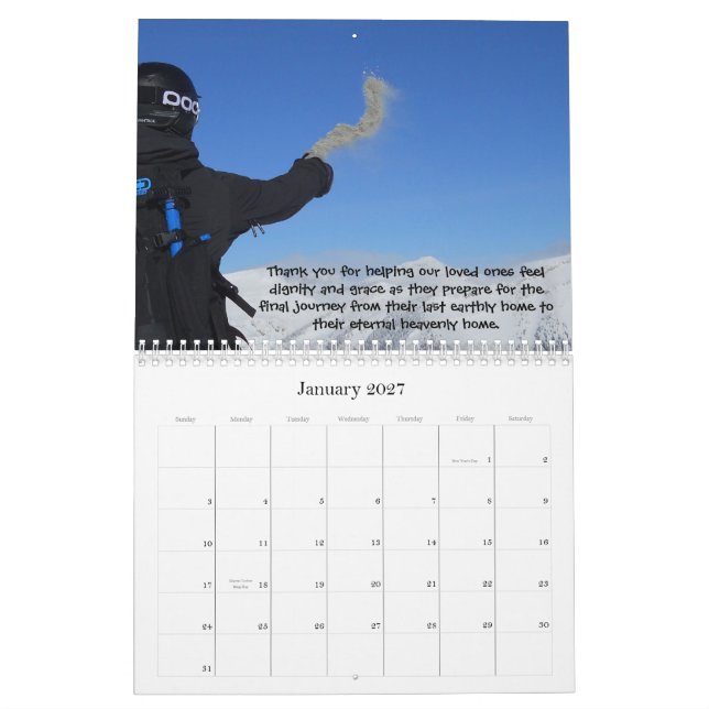 Calendario Un tributo sentido a los que cuidan para otros (Jan 2027)