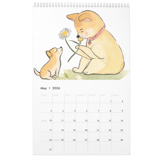 Calendario Una acuarela divertida, una IA generada por Shiba  (May 2026)
