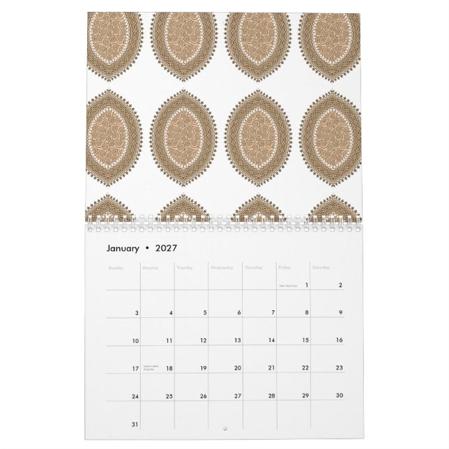 Calendario Una alfombra rectangular con un motivo geométrico  (Jan 2027)