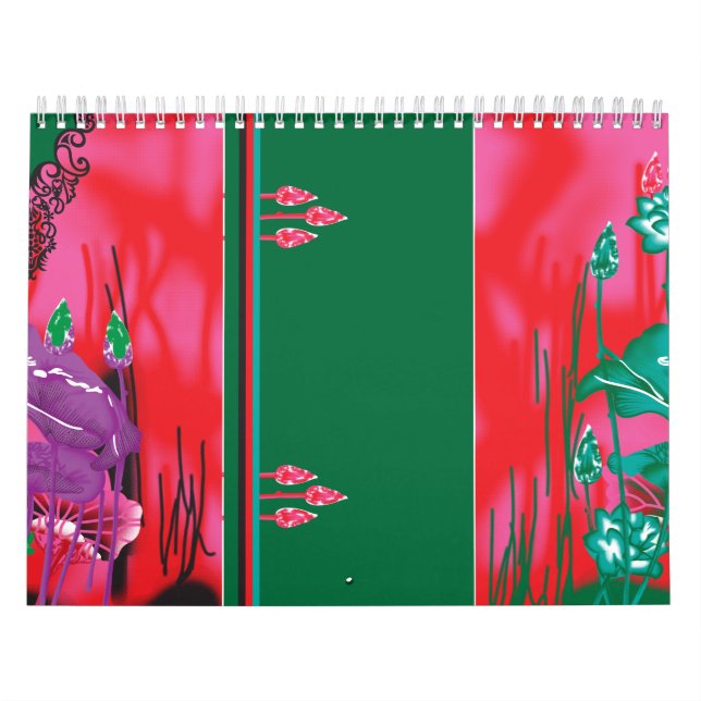 Calendario Una bufanda colorida con tonos rojos y verdes. (Tapa)