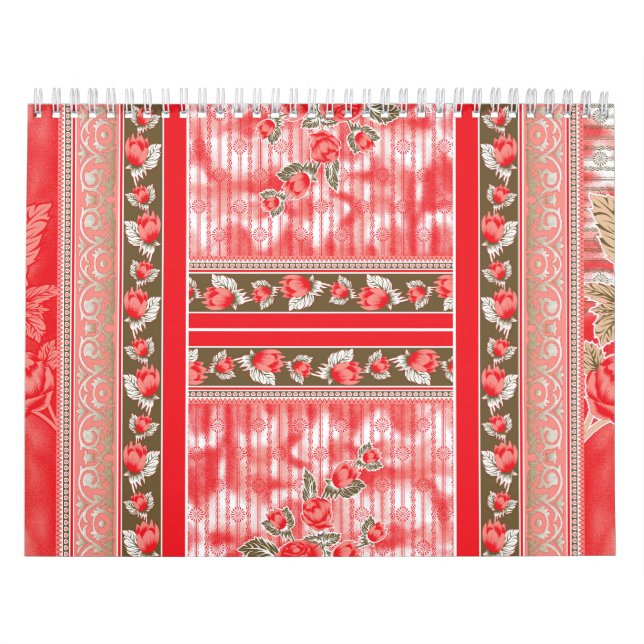 Calendario Una bufanda roja y negra embellecida con una adora (Tapa)