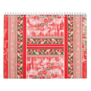 Calendario Una bufanda roja y negra embellecida con una adora