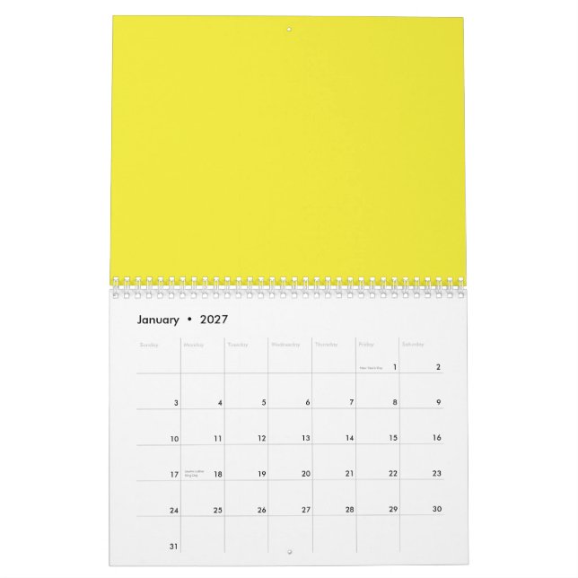 Calendario Una combinación de degradado de amarillo a naranja (Jan 2027)