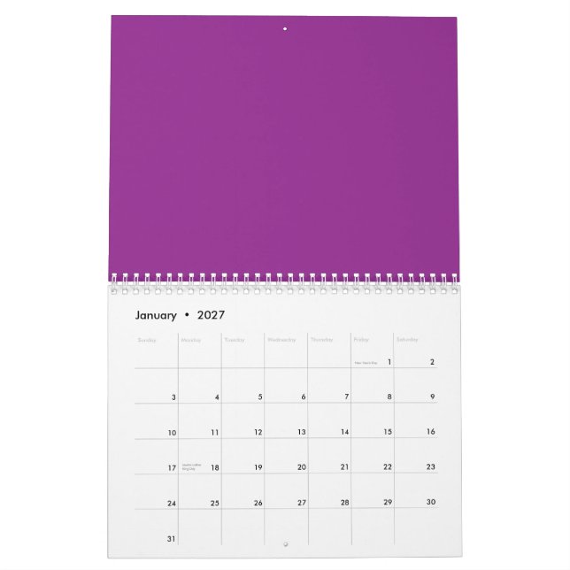 Calendario Una combinación de tonos de fondo degradado rosado (Jan 2027)