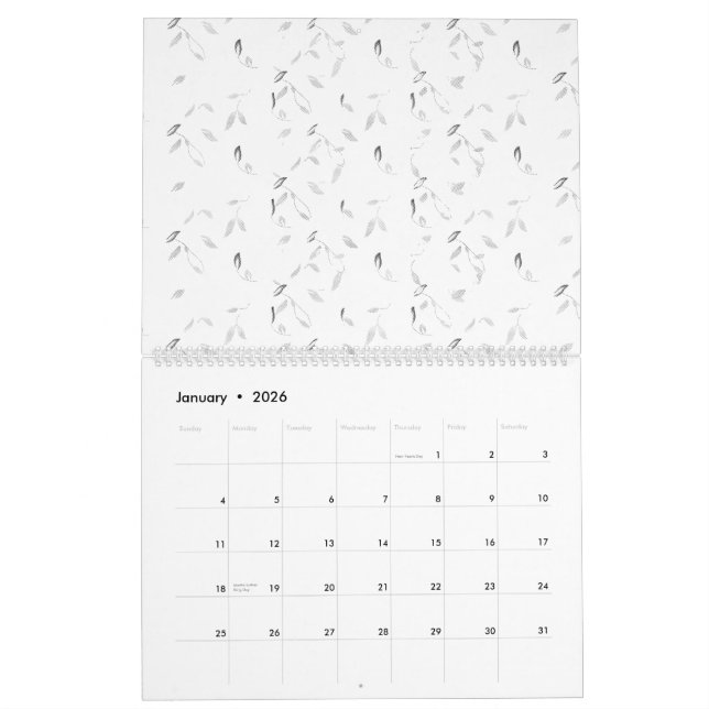 Calendario Una disposición visual atractiva de blanco y gris (Jan 2026)