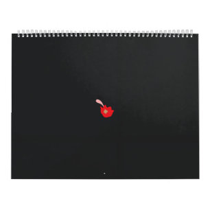 Calendario una flor roja de fondo negro