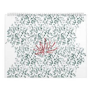 Calendario una flor roja sobre un fondo negro