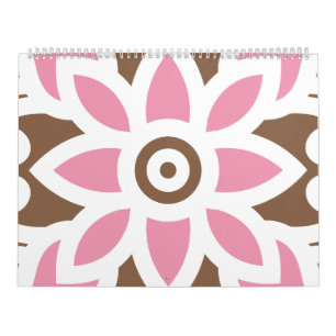 Calendario una flor rosa de fondo marrón