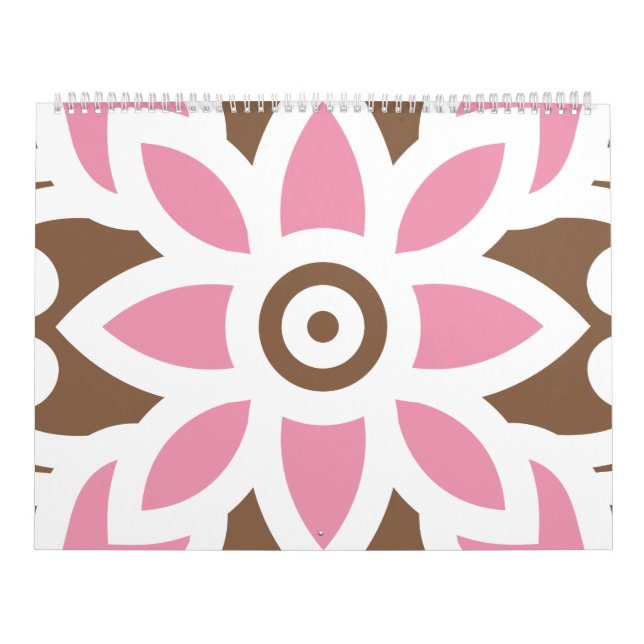 Calendario una flor rosa de fondo marrón (Tapa)