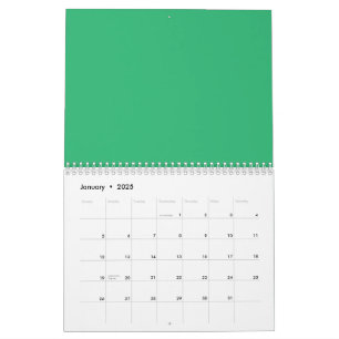 Calendario Una hoja verde vibrante con venas destacadas y un