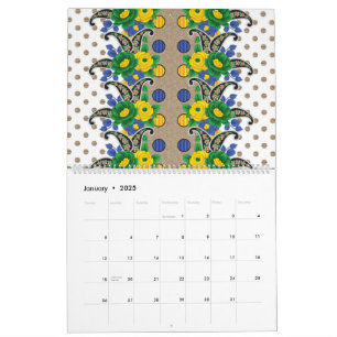 Calendario una imagen de un patrón que parece un pavo real