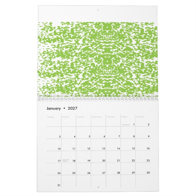 Calendario Una mesa de madera marrón sostiene una botella de  (Jan 2027)