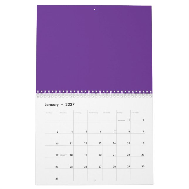 Calendario Una mezcla abstracta de tonos violeta y rosa (Jan 2027)