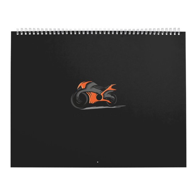 Calendario una motocicleta naranja de fondo negro (Tapa)