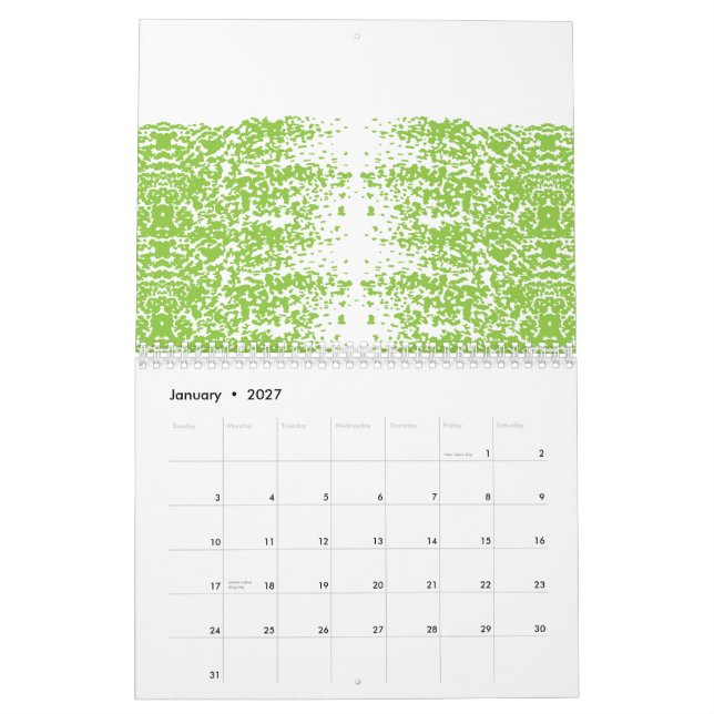 Calendario Una mujer con un suéter gris y anteojos se sienta  (Jan 2027)