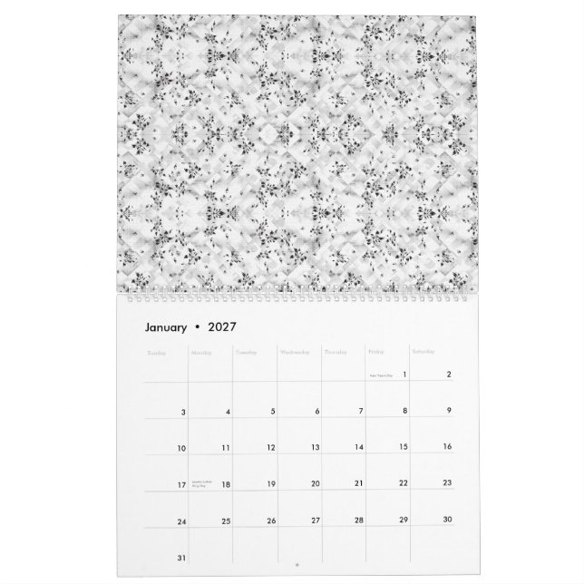 Calendario Una pared de estampado blanco y negro que impresio (Jan 2027)