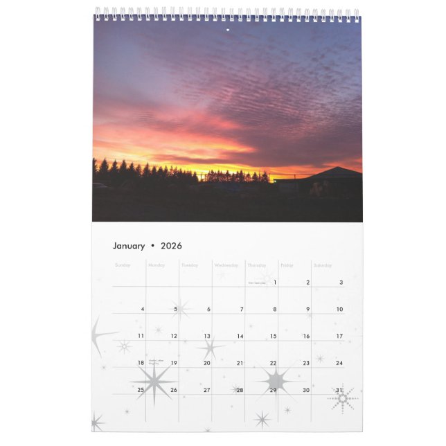 Calendario Una visión desde la región de los lagos finger (Jan 2026)