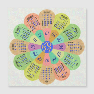 Calendario Único Boho Retro Flower Magnet 2024