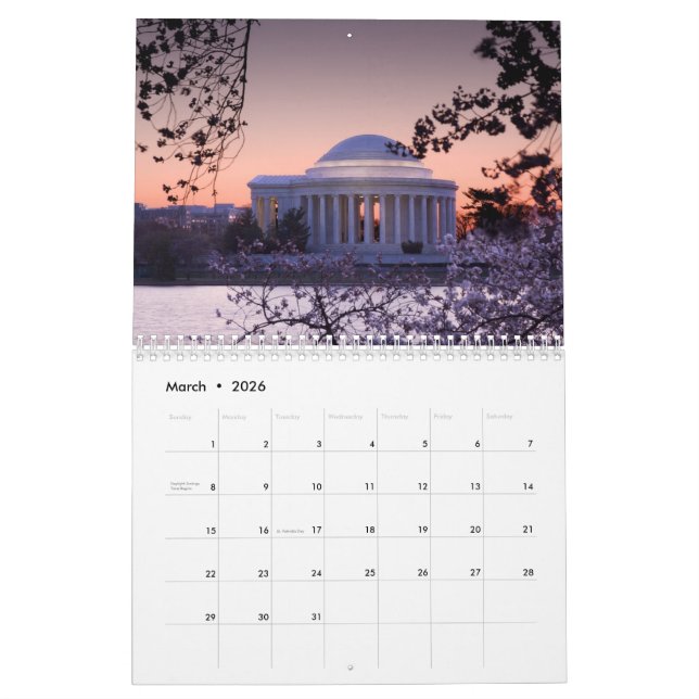 Calendario único del Bella Artes Washington DC 202 (Mar 2026)