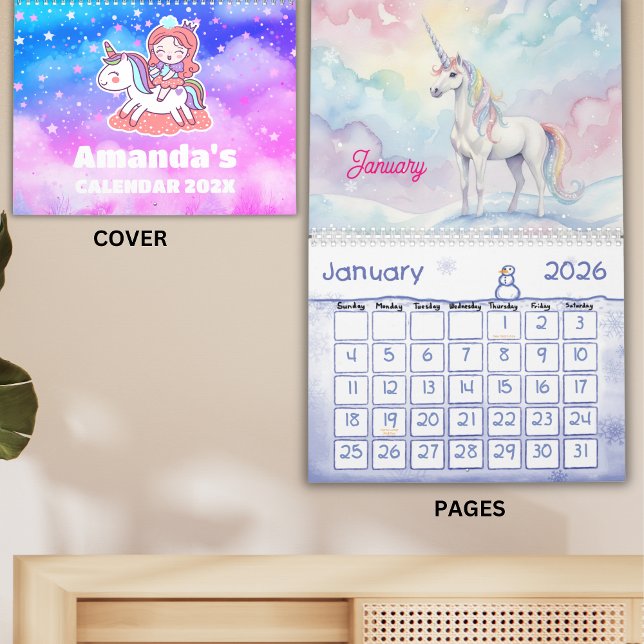 Calendario Unicorn Dreams Personalized Kids Calendar 2026 (Subido por el creador)