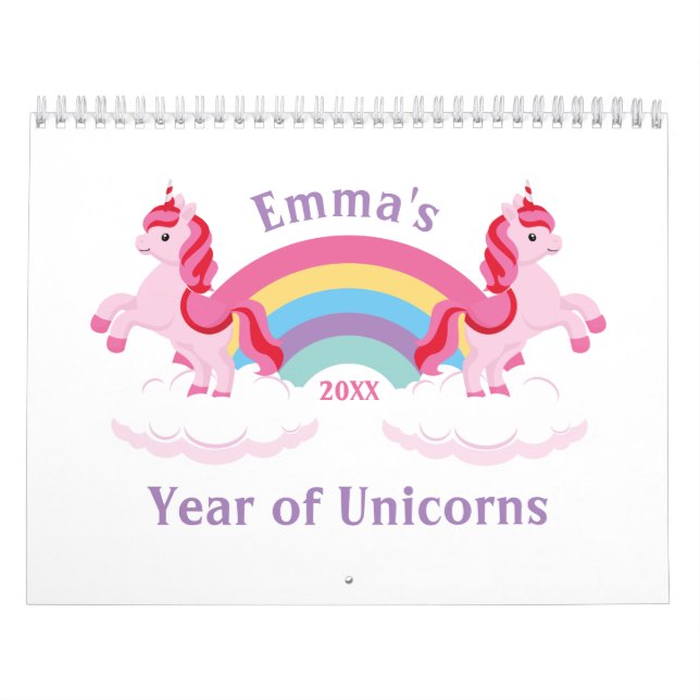 Calendario Unicornios y cotizaciones cuestan colorido 2022 (Tapa)