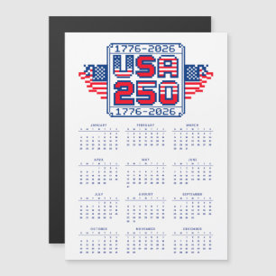 Calendario USA 250 – 1776 a 2026 Pixel Art