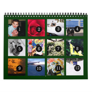 Calendario Verde Fácil de 1 a 12 con tus Propias F