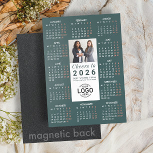 Calendario Verde Logo Foto 2026 Tarjeta Magnética