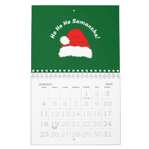 Calendario Verde Rojo Blanco Santa Feliz Navidad