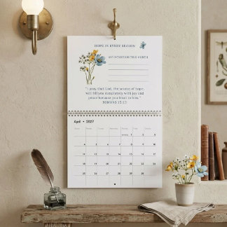 Calendario Versículo de la Biblia 2027 con Flor Silvestre de