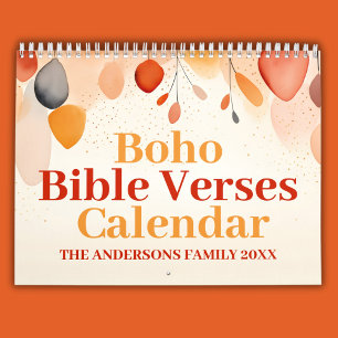 Calendario Versículos bíblicos cristianos inspiradores Boho 2