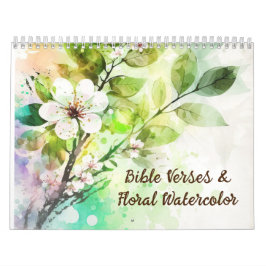 Calendario Versos bíblicos y acuarelas florales cristianas