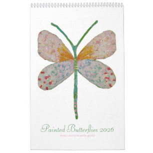 Calendario vertical de mariposas pintadas 2025