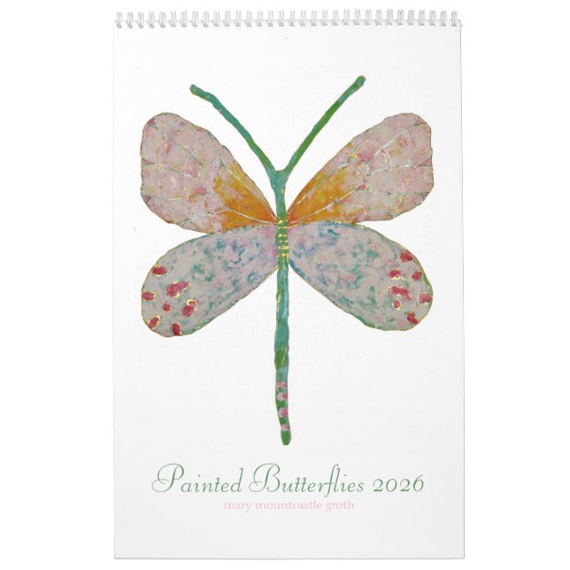 Calendario vertical de mariposas pintadas 2025 (Tapa)