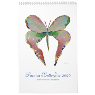 Calendario vertical de mariposas pintadas 2026