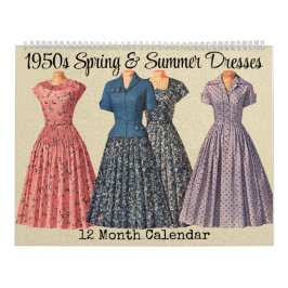 Calendario Vestidos Vintage de los años 1950 diseñan primaver