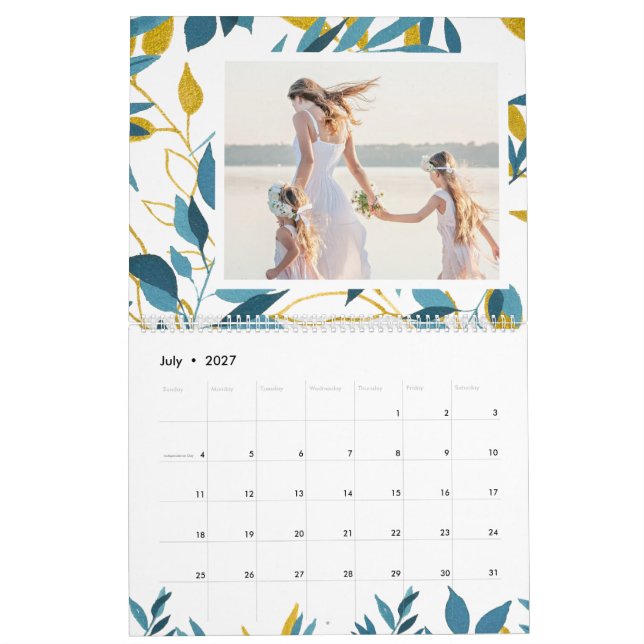 Calendario Vibrante foto de año editable botánico (Jul 2027)