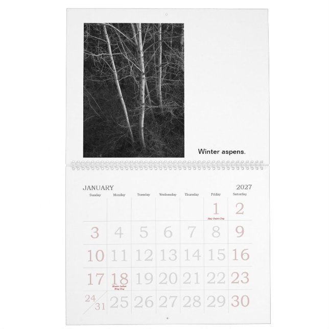Calendario Vidas y muertes de árboles (Jan 2027)