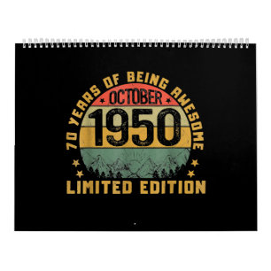 Calendario Vintage 71 Años Cumpleaños Nacido En Octubre De 
