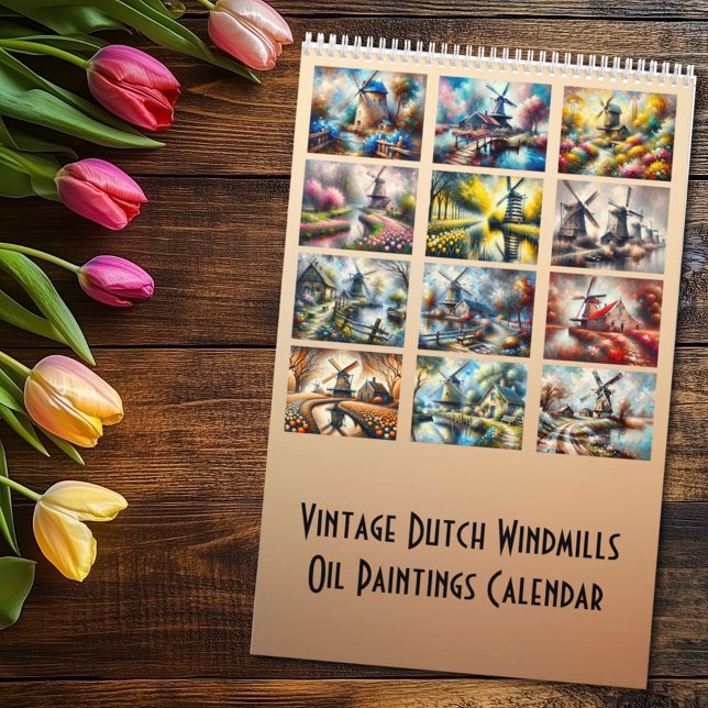 Calendario Vintage Dutch Windmills Oil Paintings Calendar (Subido por el creador)