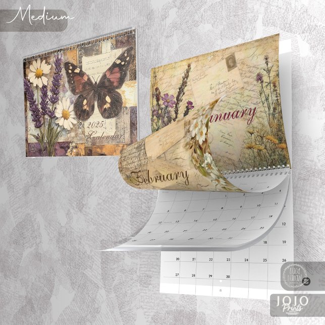 Calendario Vintage Floral Butterfly Calendar (Vintage Floral Butterfly Calendar_Medium)