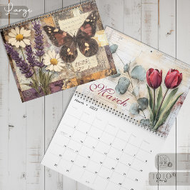 Calendario Vintage Floral Mariposa